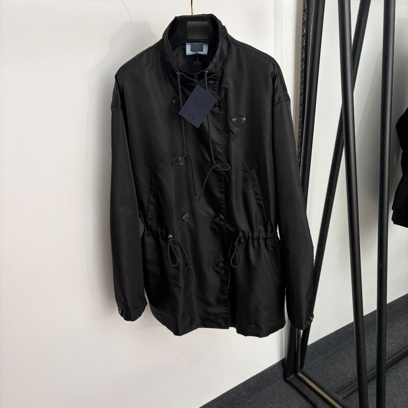 Nanyou high-end foreign trade style new triangular logo decorative waist drawstring double-breasted long-sleeve trench coat Nanyou high-end foreign trade style new triangular logo decorative waist drawstring double-breasted long-sleeve trench coat