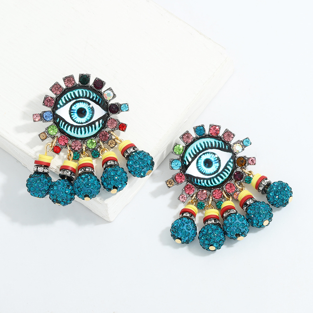 Creative Diamond-studded Zinc Alloy Devil's Eye Earrings display picture 4
