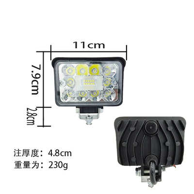 Truck Led Spotlight Fog Light 12V 24V Large Field of View Car Reversing Light Engineering Forklift Headlight Waterproof and Super Bright (Ön faralar) - three-inch-square-with-large-field-of-vision-and-highlight