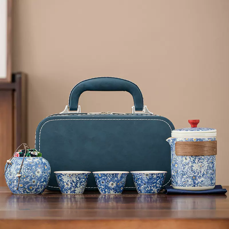 旅行茶具套装功夫茶具汝窑茶壶户外快客杯商务活动伴手礼品印logo