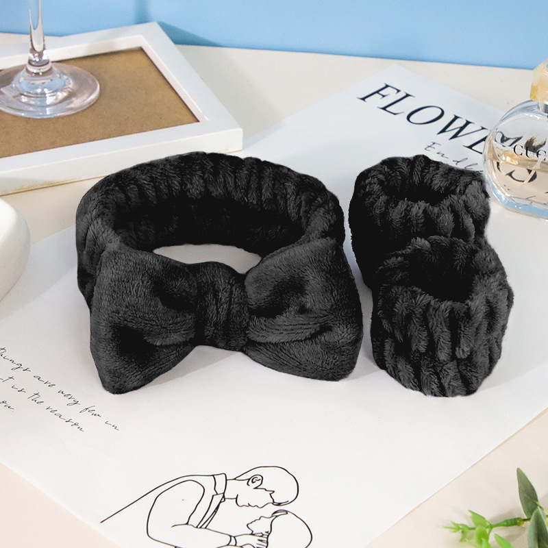 Arco de las mujeres de lavado de la cara absorbente banda de pelo correa de muñeca de terciopelo coral borde ancho diadema accesorios para el cabello tocado diadema