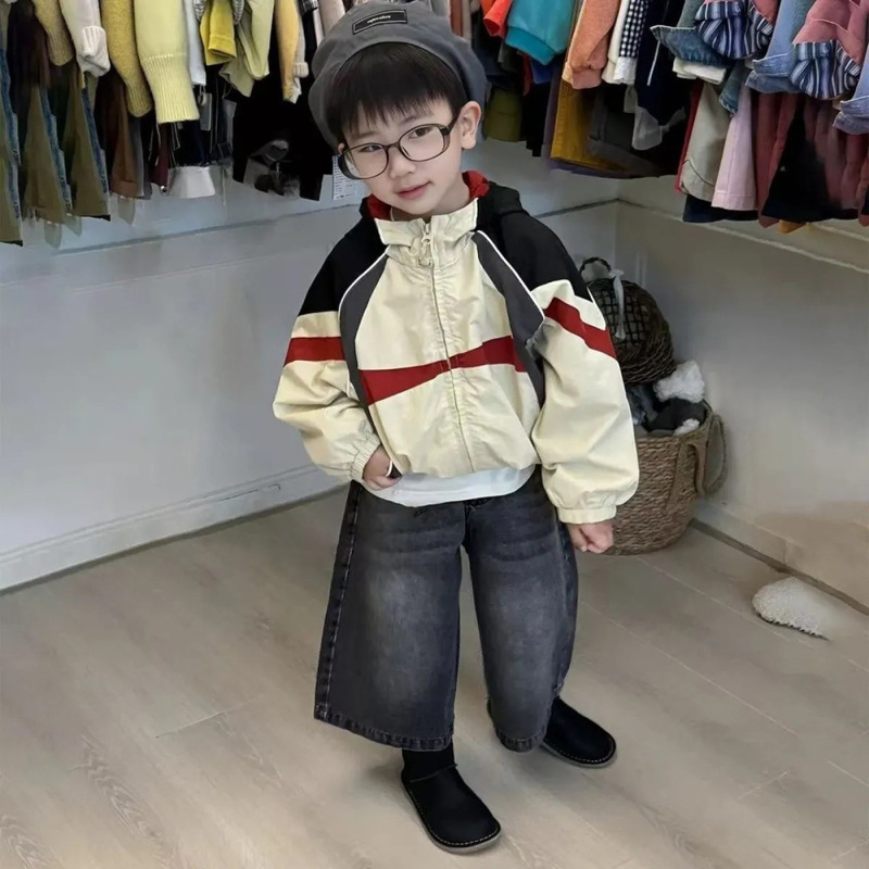 男童春秋洋气百搭拼色两件套2025新款中小童韩版时尚炸街夹克套装|undefined