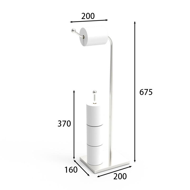 Soporte de toalla de papel para baño de comercio exterior Soporte de rollo de papel vertical de piso de acero inoxidable de una sola varilla Soporte de papel higiénico para suelo de baño Sin perforación