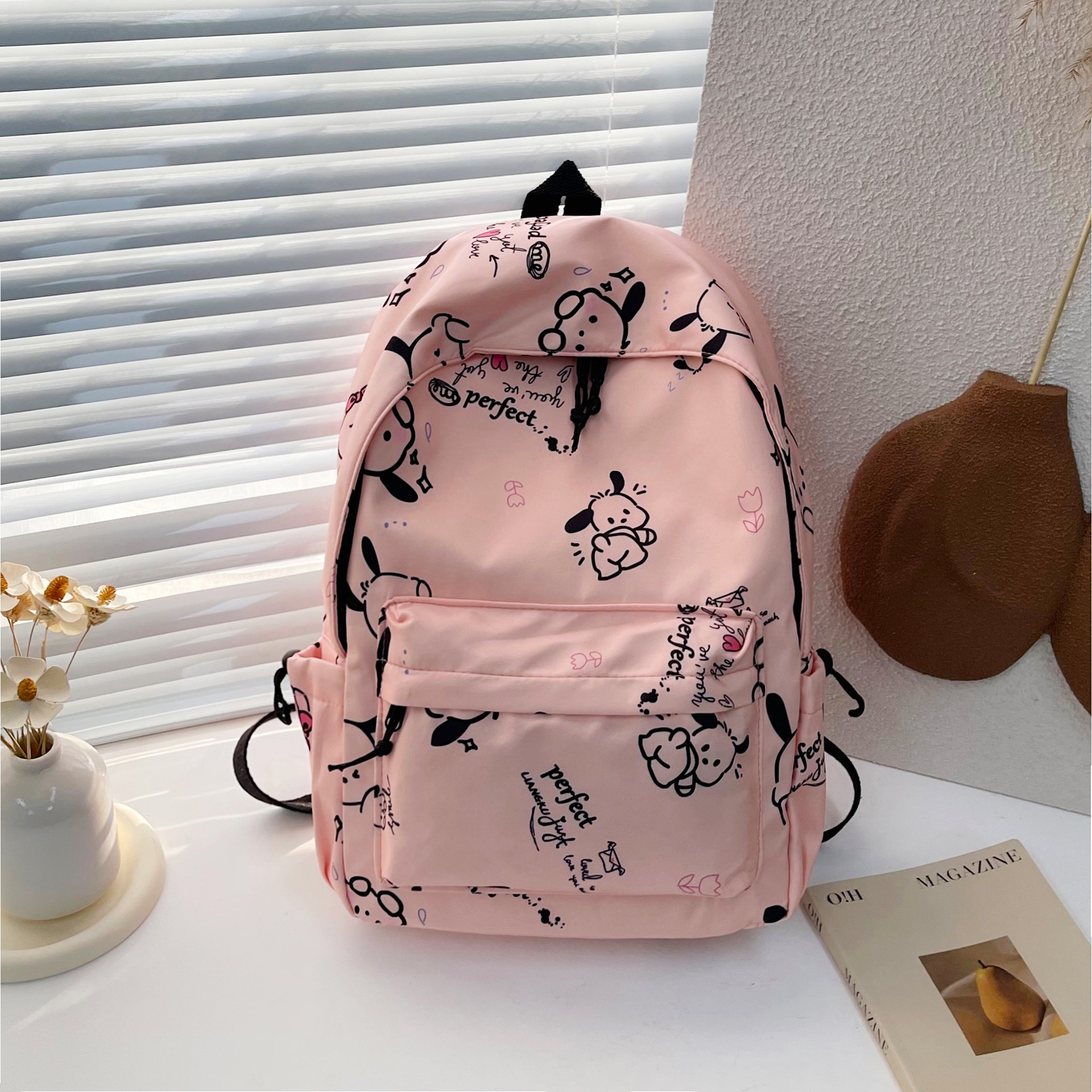 Mochila de estudiantes de secundaria mochila de alta capacidad de estudiantes universitarios impresa perro Pacha Dual hombro viento campus