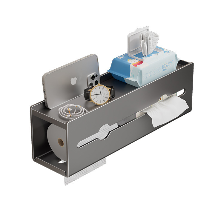 Caja de pañuelos de baño Soporte de dibujo de inodoro montado en la pared Soporte de papel higiénico sin perforación Estante de rollo de baño de baño