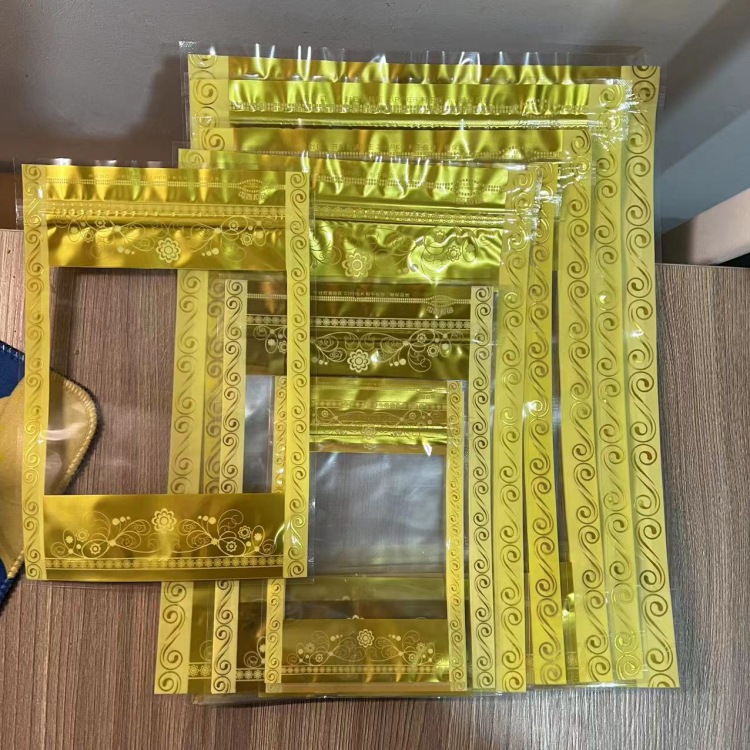 金边花包装袋透明自立自封拉链袋塑料密封礼品包装袋休闲食品袋