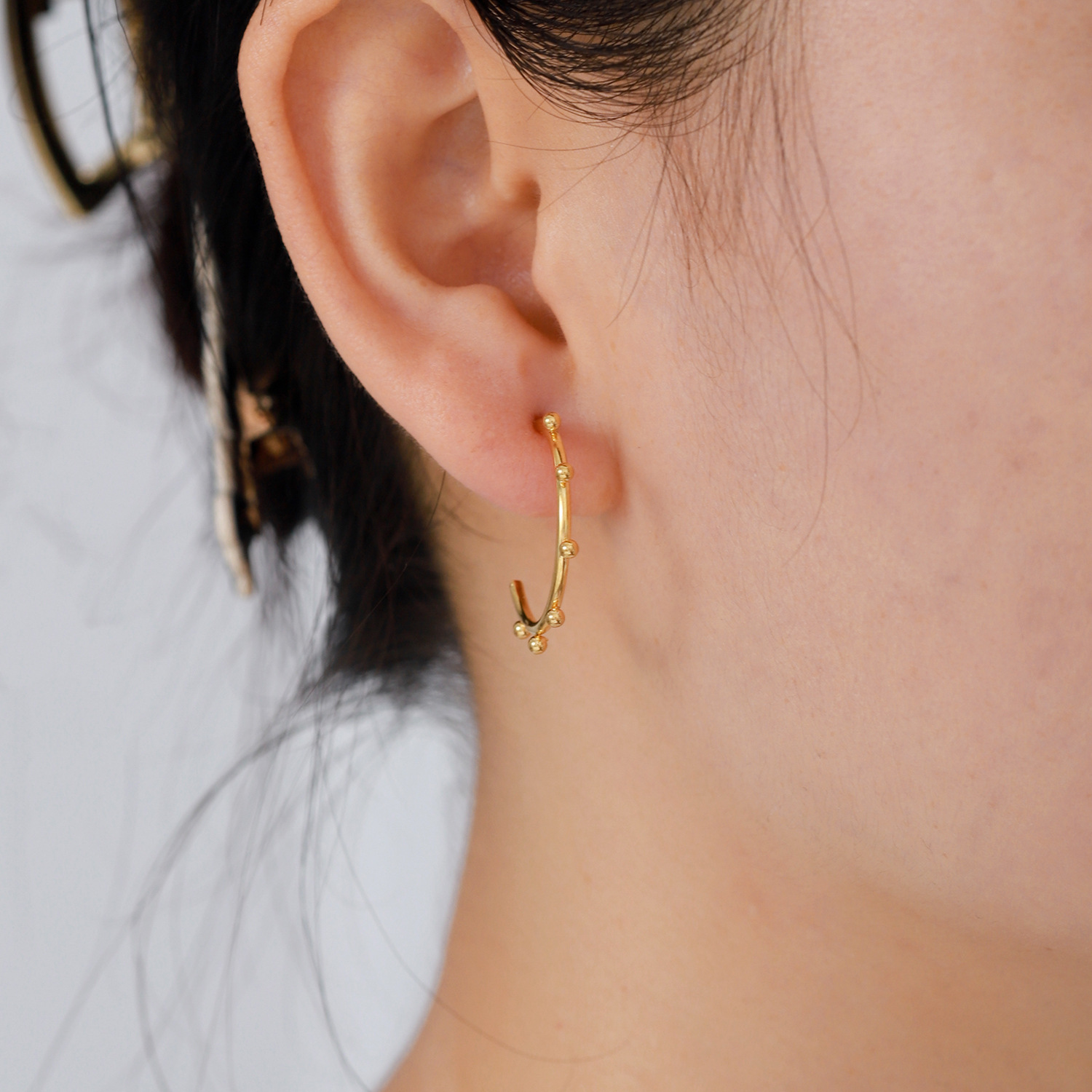 15g Weight PVD Coated 18K Gold Real Gold Plated C Shape Solid Color 201 Stainless Steel Fashion Waterproof Non Tarnish Ear Studs