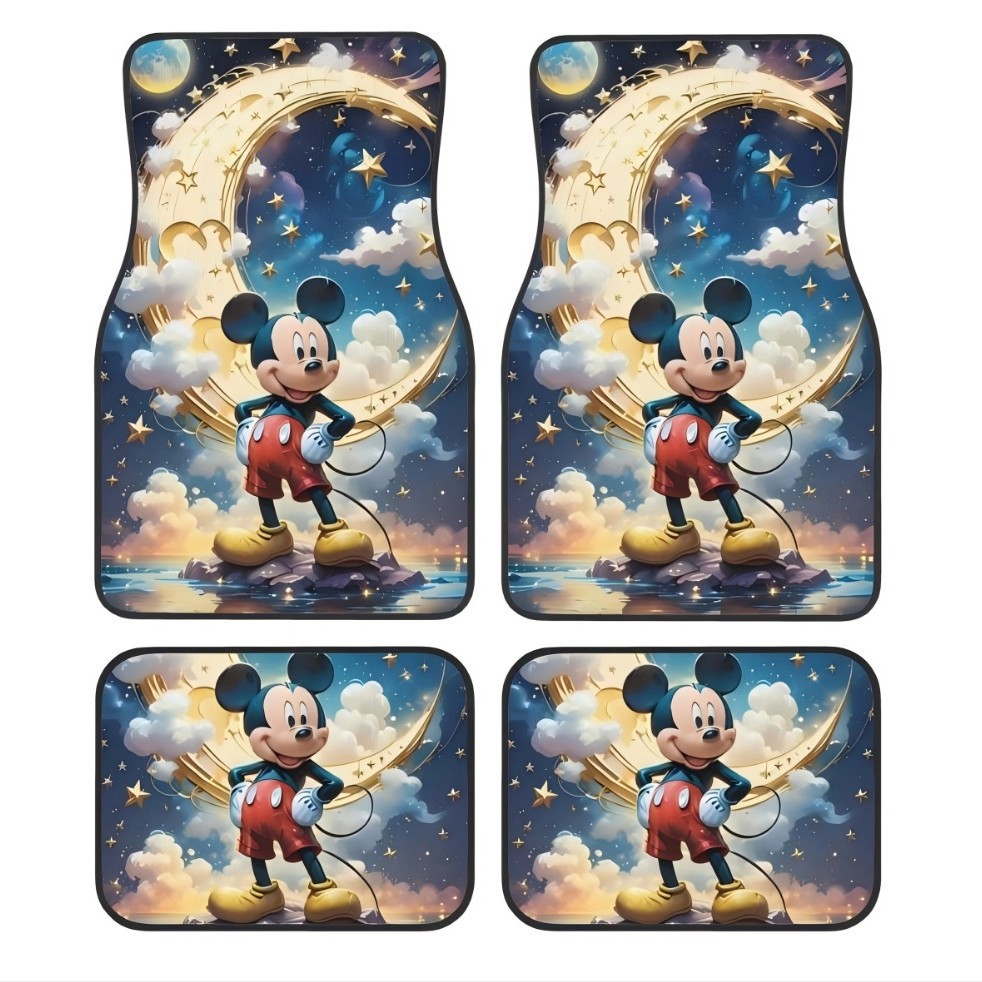 Cross-border Hot-selling Cartoon Mickey Car Mat Four-piece Dirt-resistant Easy-care Floor Mat Amazon Floor Mat for Hair