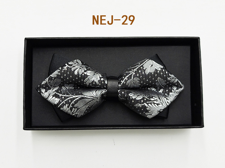 Pajarita negra de color sólido para hombre Boda británica Boda novio padrino traje camisa arco caja de regalo embalaje