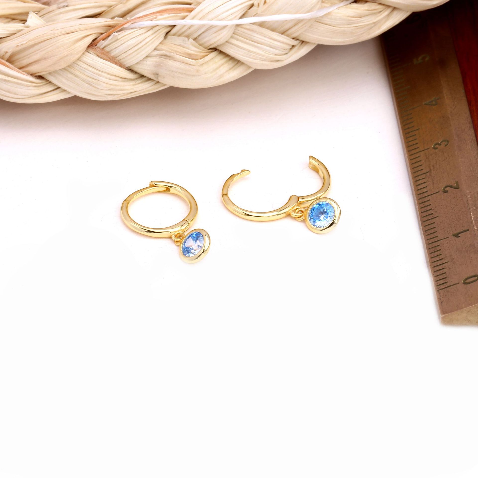 Electroplating Gold Plating Process 925 Sterling Silver Ear Needle Material 1 Pair 925 Sterling Silver Birthstone Round Drop Earrings