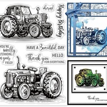 复古拖拉机透明硅胶印章相册卡片制作手账打底素材DIY日记本装饰
