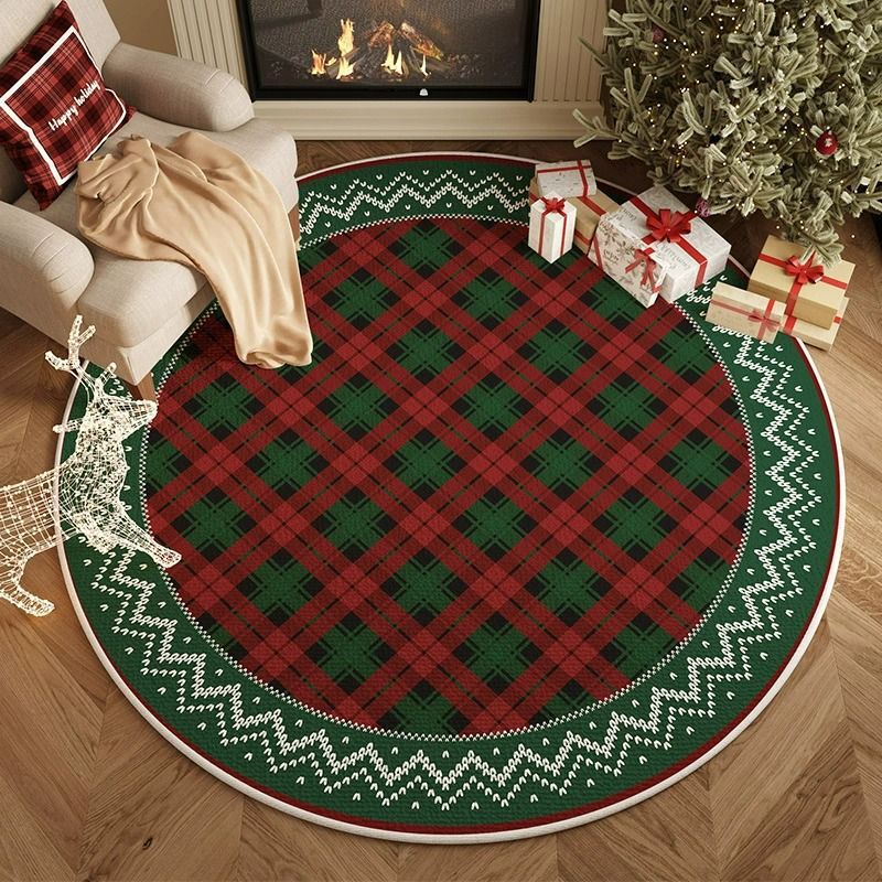 アメリカのクリスマス装飾円形カーペット家庭用寝室の汚れに強い吸水滑り止めはカシミヤカーペットに似せています。|undefined
