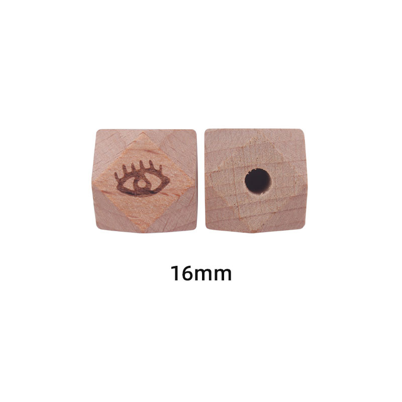 16mm madera cruda haya con ojos molar juguete accesorios DIY teether pulsera pezón cadena collar materias primas