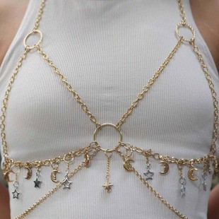 L6523Y European and American Cross-Border Fashion Thick Chain Shoulder Chain Clavicle Chain Bridal Wedding Accessories Multi-Layer Metal Body Chain