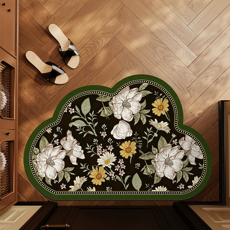 [Нескользящий и устойчивый] коврик для входной двери в американском стиле ретро с цветочным принтом, проволочное кольцо, нескользящий коврик для входной двери, грязеотталкивающий входной коврик
