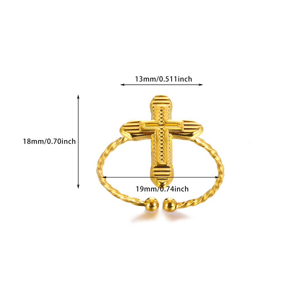 8g Weight PVD Coated Gold Plating Process 18K Gold Plated Plating Material Stone-Free Inlay Material Open Rings Classification 1 Piece Quantity Wholesale Jewelry Elegant Cross Copper 18K Gold Plated Plating Open Rings
