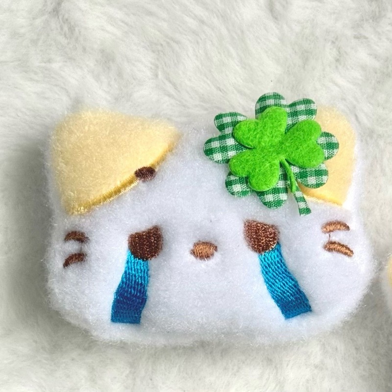 自制棉花猫咪四叶草卡通可爱萌公仔少女心胸针发夹学生钥匙扣礼物|undefined