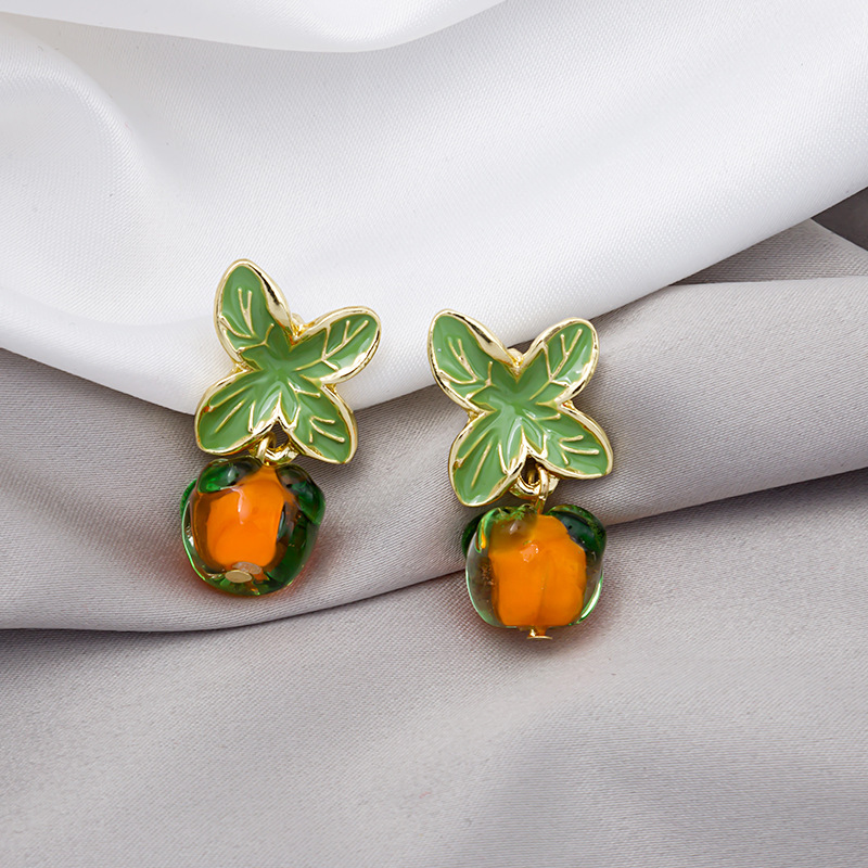 Wholesale Jewelry Ig Style Simple Style Fruit Alloy Rhinestones Plating Inlay Ear Studs display picture 4
