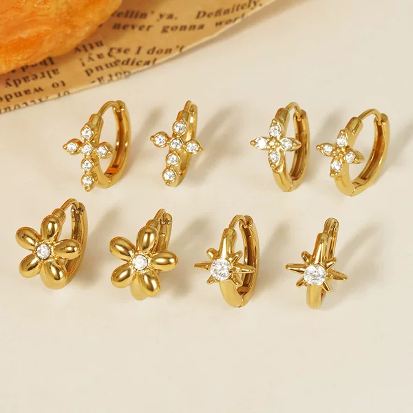 Stainless steel zircon earrings and hoops, cross-border women's accessories, fresh and trendy ins-style titanium steel jewelry, exquisite earrings with a high-end feel