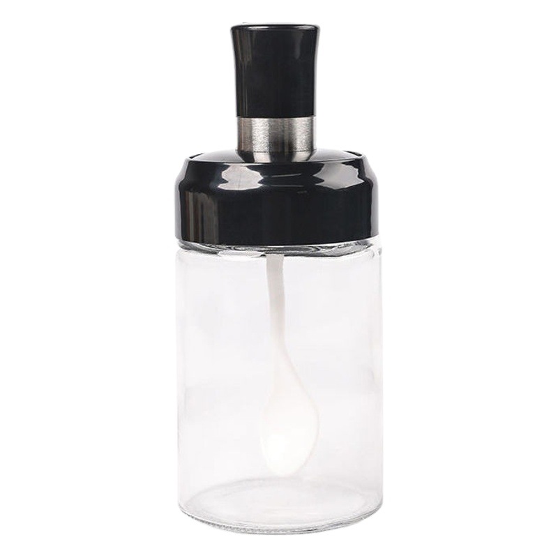 Set de frascos de vidrio para condimentos, con tapa y cuchara, control de sal, diseño moderno y práctico