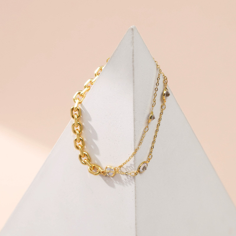 18K fashion inlaid rhinestone multilayer copper bracelet wholesale nihaojewelry