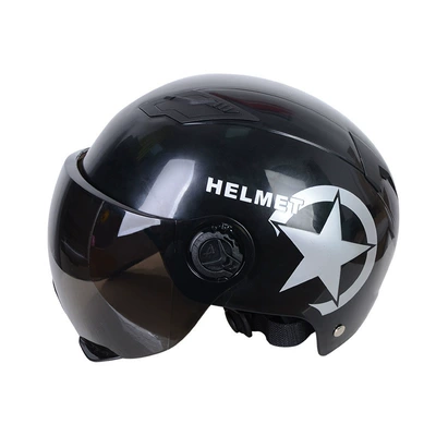 Motosiklet kaskı (dəbilqə) – Four Seasons Universal Helmet Thickened Harley - cross-border-exclusive-sale-black-with-tea-mirror
