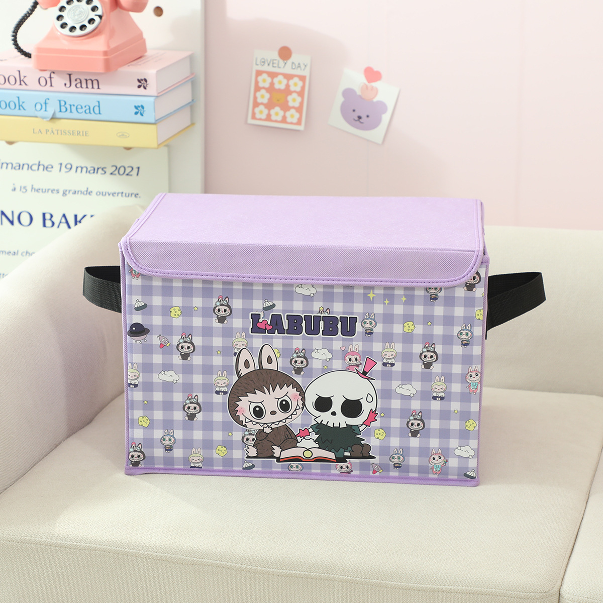 新しい漫画寮ブックスナック収納家庭用衣類おもちゃ収納ボックス折りたたみ車の収納ボックス