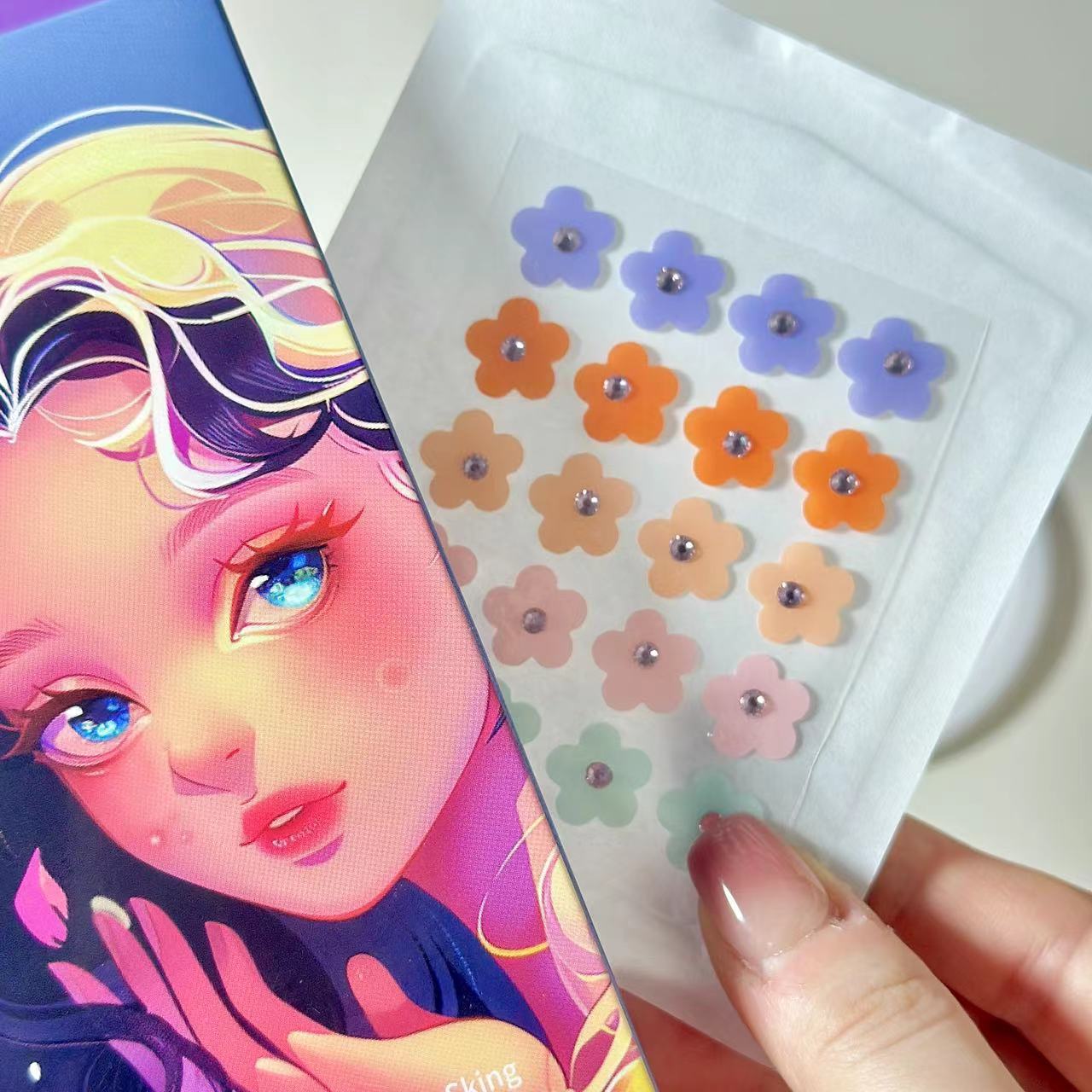 5색 다이아몬드 꽃잎 1개(보라색 영어 색상 상자)