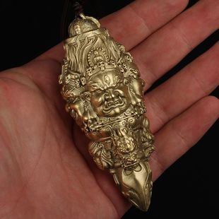 Premium Men's Amulet Hand Piece, Ritual Tool, Disc Play, Gift with Vajra Mace, Demon-Slaying Pendant, Pure Copper for Elders