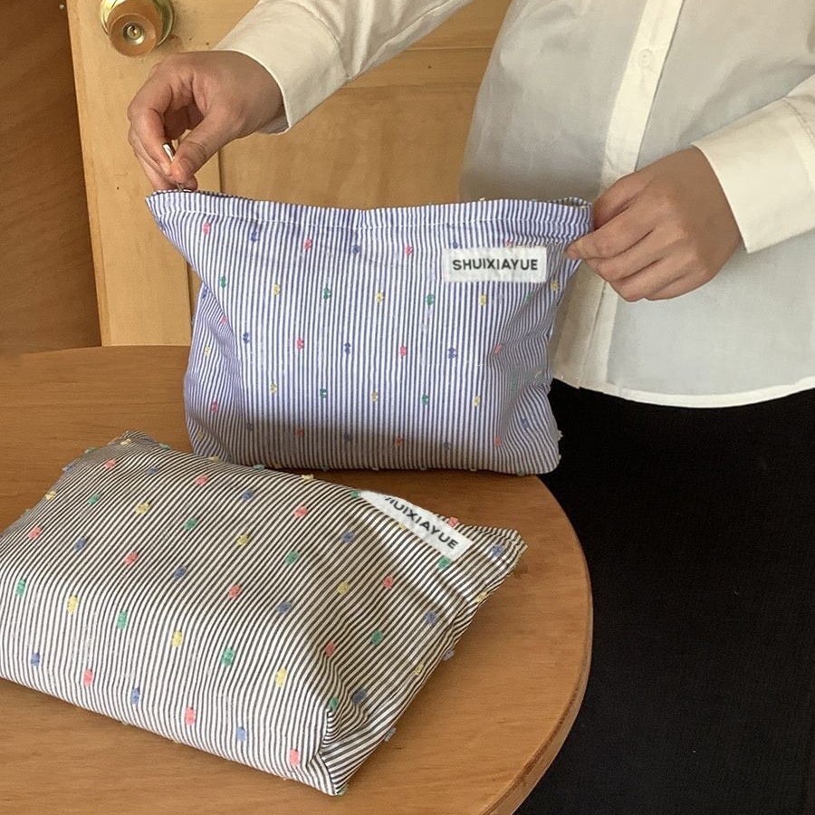 Bolsa de almacenamiento de pintas de color, bolsa de lavado, bolsa de almacenamiento de jacquard de temperamento, bolsa de cosméticos, gran capacidad, portátil y fresca