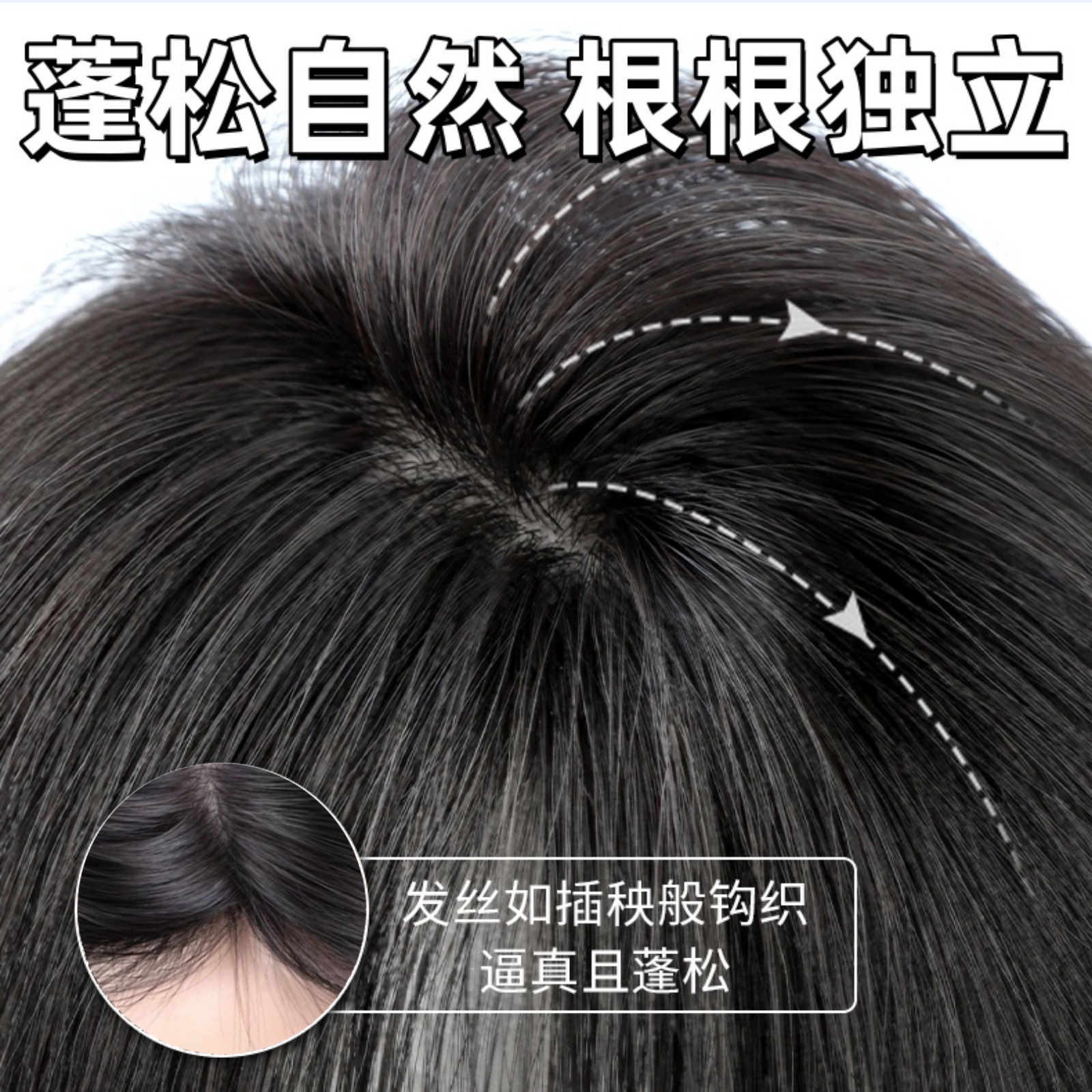 Peruca de mujer, cabello alto, cabello alto, cabello blanco tejido con mano, frente natural, franjas falsas