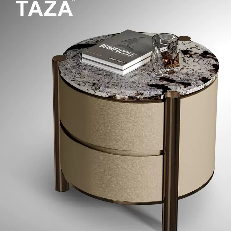 디자이너 침대 옆 탁자 2023 새로운 현대 간단한 대형 아파트 가정용 천연 럭셔리 스톤 이탈리아 스타일 라이트 럭셔리 침대 옆 탁자