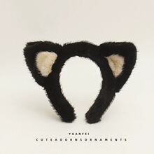 新款可爱猫耳朵发箍超萌卡通水貂毛发卡卖萌洗脸拍照活动表演头饰