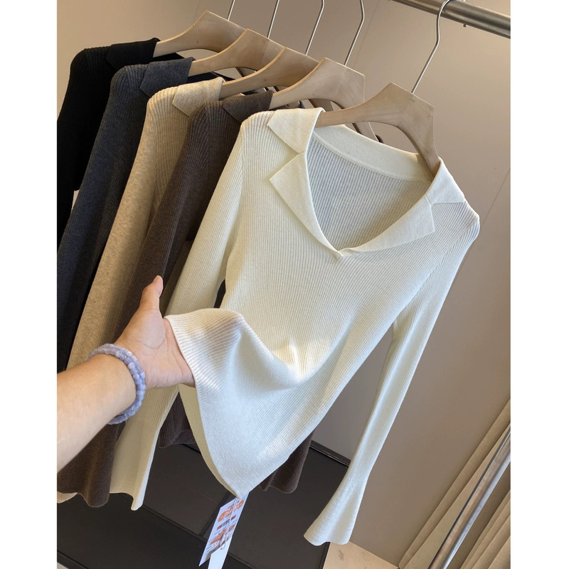 Machine Washable Wool! Early Autumn Antibacterial Self-Heating Lapel Soft and Comfortable Long-Sleeved Bottoming Knitwear Machine Washable Wool! Early Autumn Antibacterial Self-Heating Lapel Soft and Comfortable Long-Sleeved Bottoming Knitwear