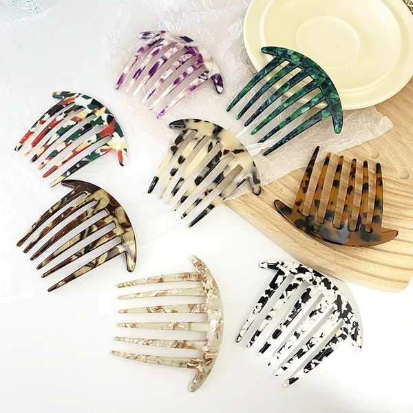 Creative Japanese and Korean Style High-End Six-Tooth Acetate Hair Comb, Simple Retro Hanfu Hair Accessory, Niche Versatile Women's Hair Comb