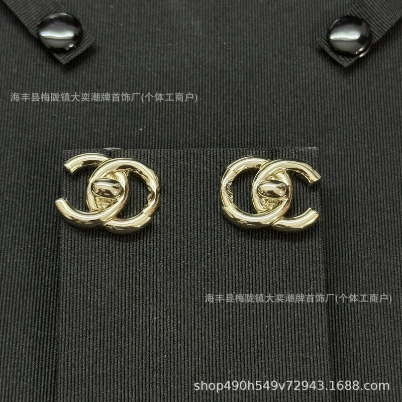 25b新款高版本小香风耳钉女 双C爱心蝴蝶耳环925耳针轻奢高级耳饰|undefined