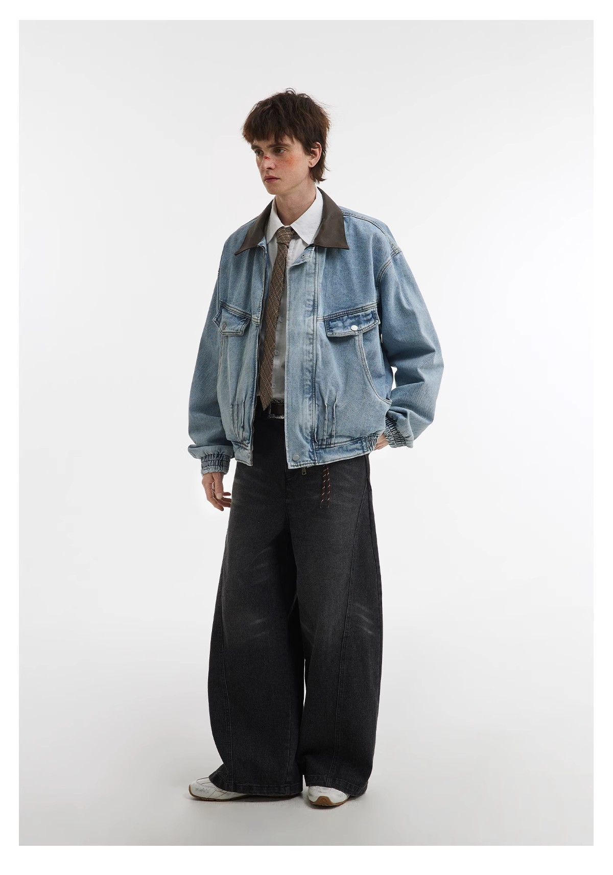 Retro Denim Jacket Men Nostalgic Silhouette Washed Street Style_voghion.com