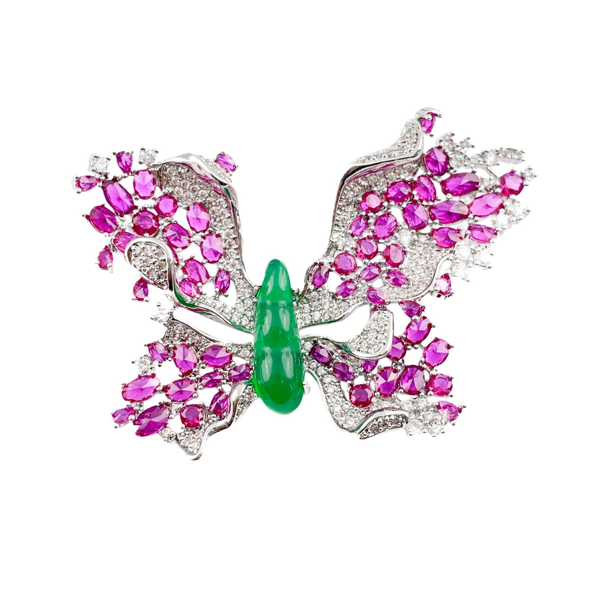 Cross-Border High-End Light Luxury Butterfly Brooch Elegant Heavy Imitation Chalcedony Jewelry Style Brooch Atmospheric Exaggerated Women's Brooch