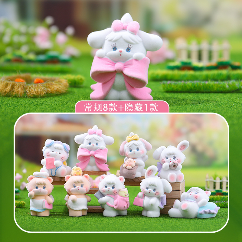 クリエイティブな樹脂工芸品、秘密の花言葉、小さなウサギのブラインドボックス、漫画風で可愛い、女の子の寝室の装飾ギフト、卸売
