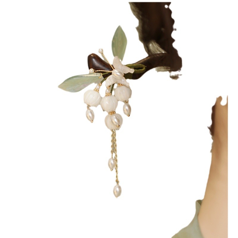 Nueva horquilla de borla de perlas de flores chinas moda nacional horquilla de pelo retro Hanfu todo fósforo nueva horquilla accesorios para el cabello mujer