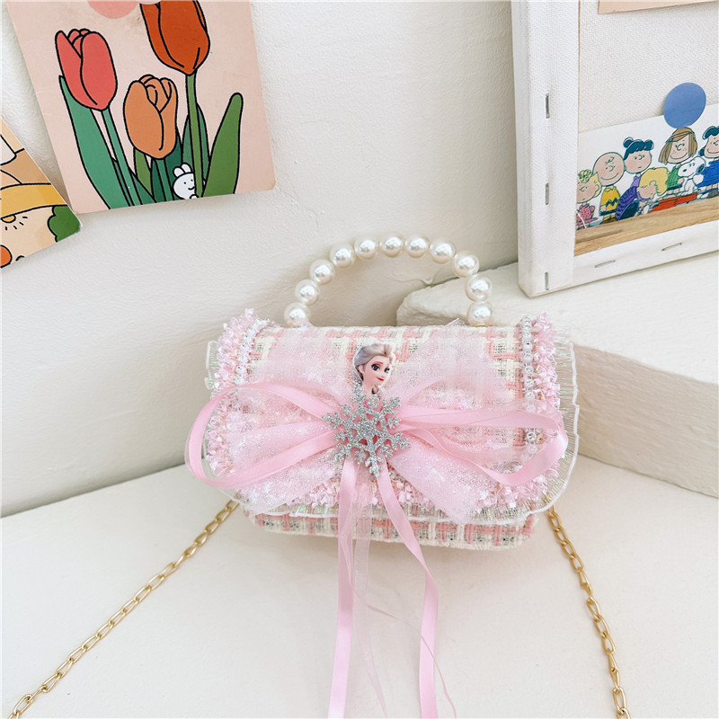 2024 nuevo bolso de moda para niños princesa perla bolso de cambio de mano cadena de chicas bolso de hombro