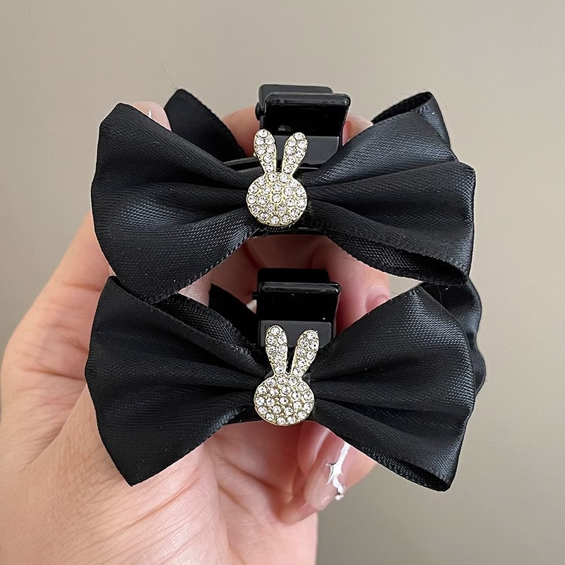 Clips de agarre de arco negro pequeño para mujeres frente retro clips de bangs 2025 nuevo clips de cabello princesa accesorios para el cabello