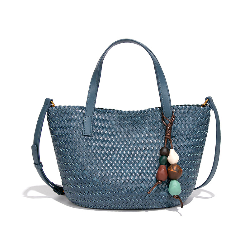 Large Capacity Autumn/Winter New Trendy Woven Hand-Carried Market Basket Tote Bag Soft Leather Hobo Commuter Shoulder Crossbody Bag For Women - Thumbnail 6