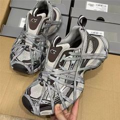 纯原批发高版本巴黎(蜘蛛侠)新款3xl绑带男女休闲黑白灰色老爹鞋