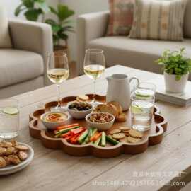 木质香薰蜡烛托盘木质咖啡桌装饰摆件托盘干果点心水果餐盘茶盘