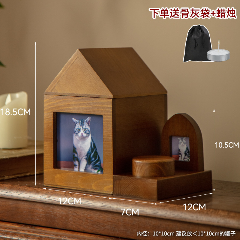 Pet conmemorativo cremación gatos y perros hacer urna ataúd cerámica funeraria madera sólida marco de fotos madera