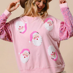 アマゾンの新型の越境欧米の婦人服の甘いスパンコールの袖の百合の上着のクリスマスの長袖の服の女性