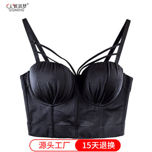 法式设计感细肩带带胸垫紧身胸衣性感辣妹吊带背心外穿女褶皱上衣-阿里巴巴
