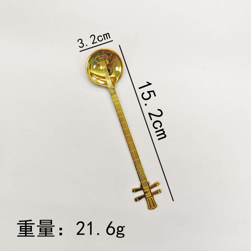 创意304乐器勺不锈钢咖啡搅拌勺餐厅音乐吧勺蛋糕甜品勺马克杯勺|undefined