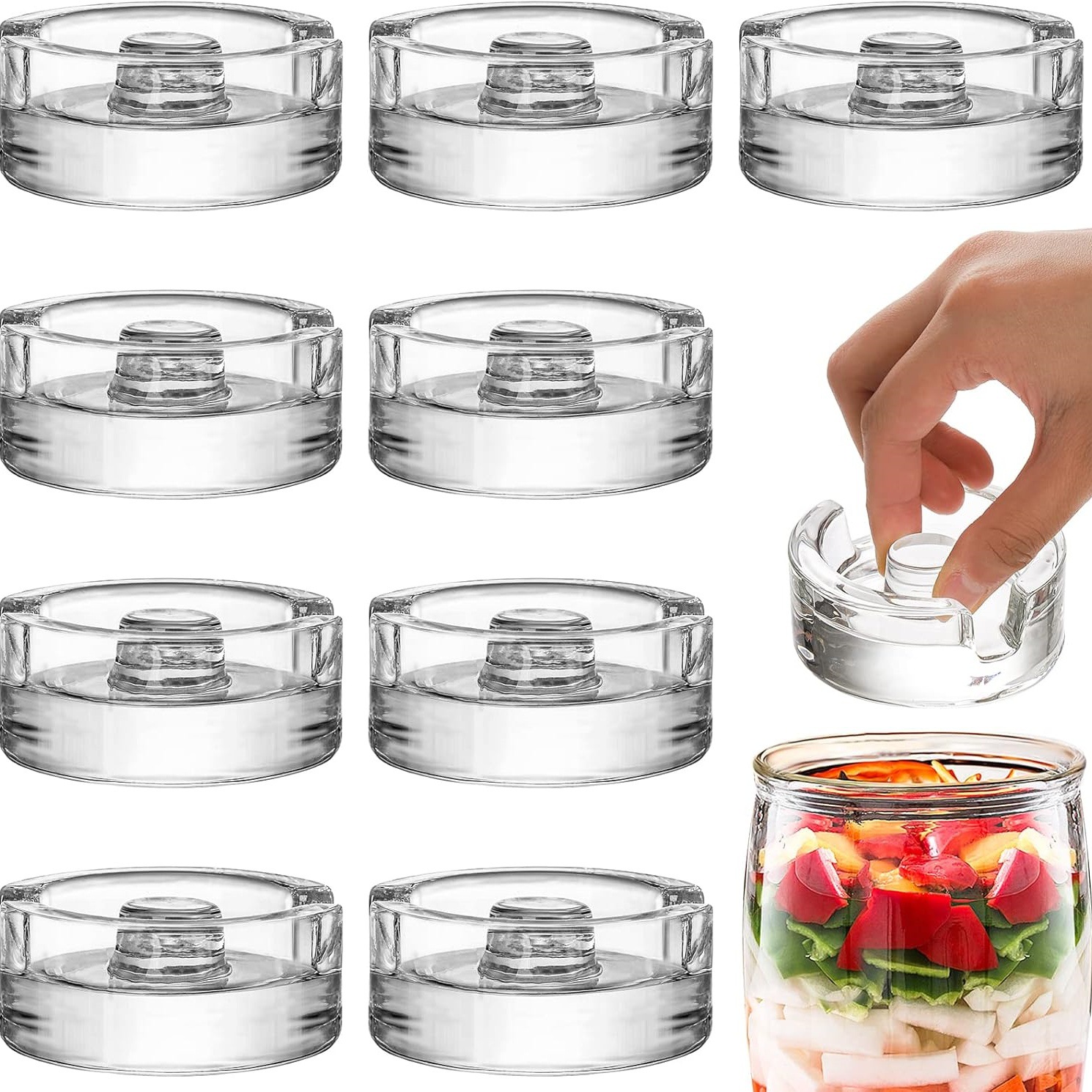 亚马逊跨境广口发酵玻璃砝码用宽口梅森罐发酵重石带手柄发酵套件